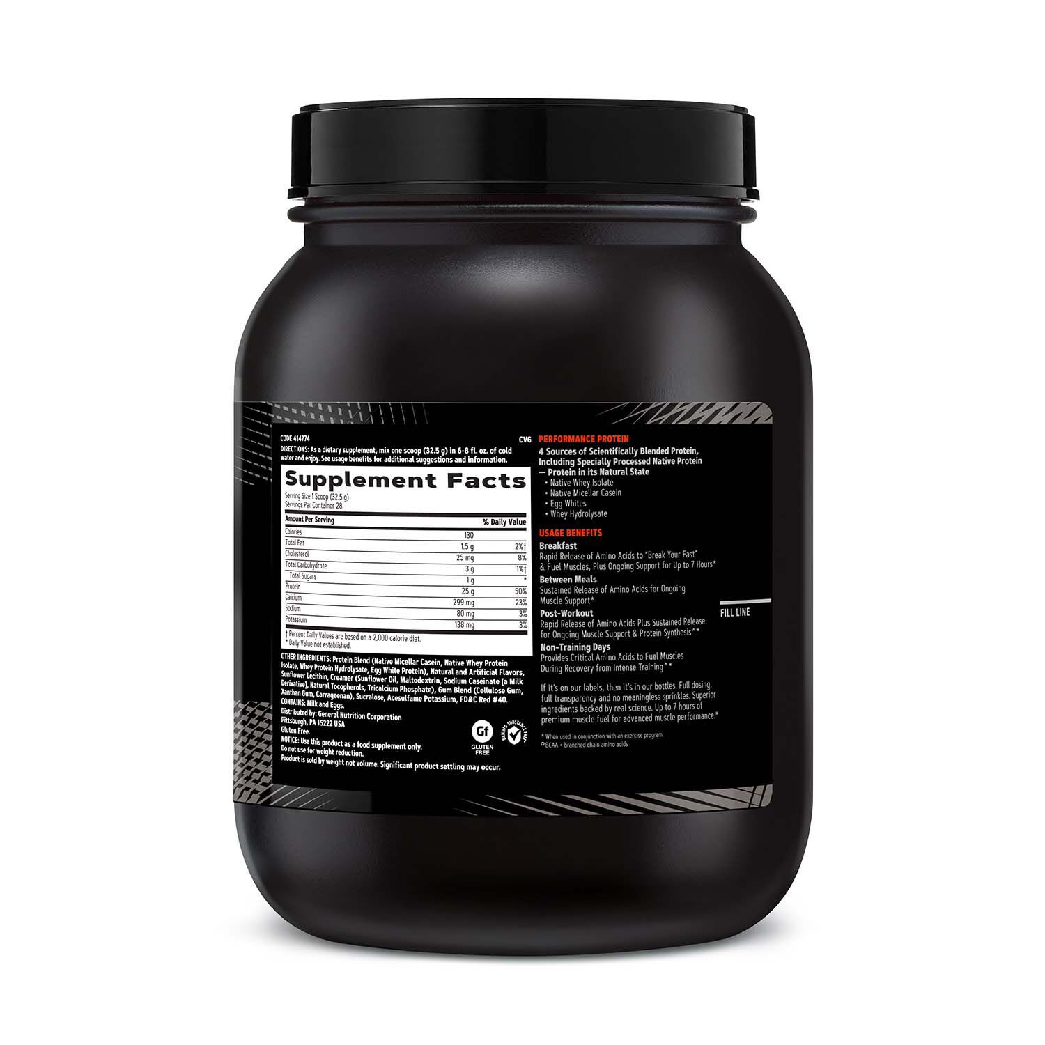 414774 GNC AMP Sustained Protein Blend Fruity Crisp supplies 7hour